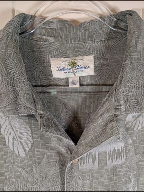 Cubavera Tropical Button Up Shirt Mens XL Blue White Palm  Short Sleeve